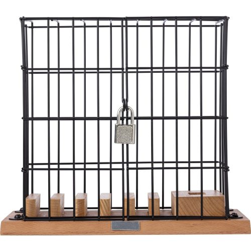 Telefontartó ketrec fa tartóval, natúr/fekete