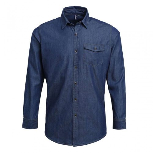 Premier férfi farmer ing, Indigo Denim, 3XL