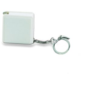 WATFORD Acél mérőszalagos kulcstartó, fehér