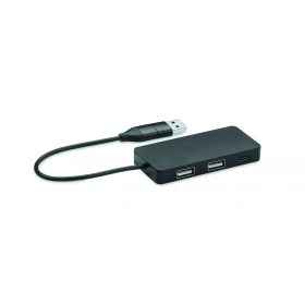 HUB-C 3 portos USB hub, 20 cm kábel, fekete