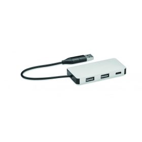 HUB-C 3 portos USB hub, 20 cm kábel, fakó ezüst