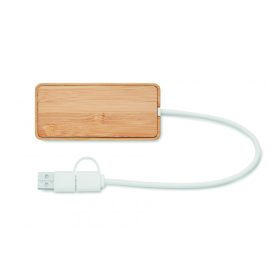 HUBBAM Bambusz 3 portos USB hub, fa