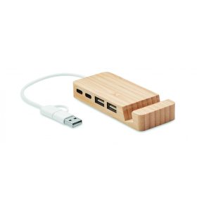 HUBSTAND Bambusz 4 portos USB hub, fa