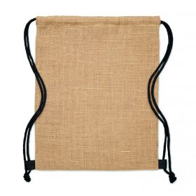 FUKURO Juta húzózsinóros táska, fekete