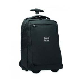 DALVIK 600D RPET gurulós hátizsák, fekete