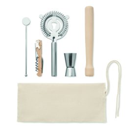 MAI TAI 5 darabos koktélkészlet, fakó ezüst