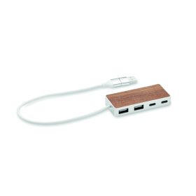 UBAH 4 portos USB hub, 27,5cm kábel, fa
