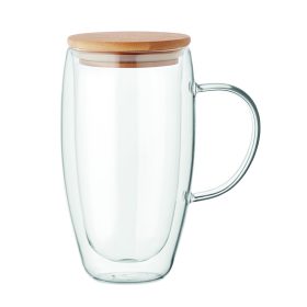 EXISTING NAME Dupla falú üvegbögre 450ml, fa