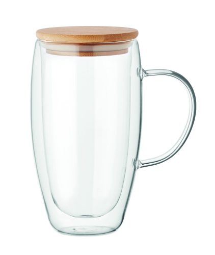 EXISTING NAME Dupla falú üvegbögre 450ml, fa