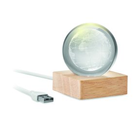 GLOBE LIGHT LED földgömb üveggömb, fa