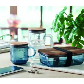 VITRIO MUG Bordázott üveg bögre 300 ml, áttetsző kék