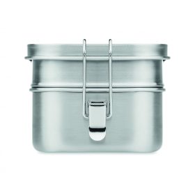 DOUBLE CHAN Acél uzsonnásdoboz, fakó ezüst