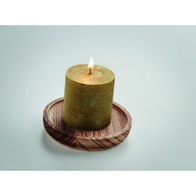 PENTAS Gyertya kerek fa talpon, arany