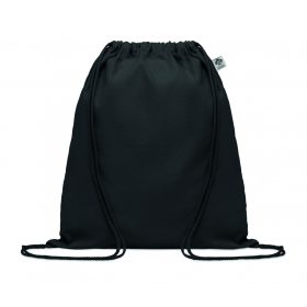 YUKI COLOUR Biopamut húzózsinóros táska, fekete