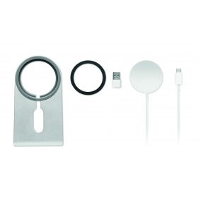 MELIS Hordozható mágneses töltő 15W, fakó ezüst