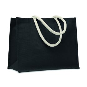 AURA Juta táska pamut fülekkel, fekete