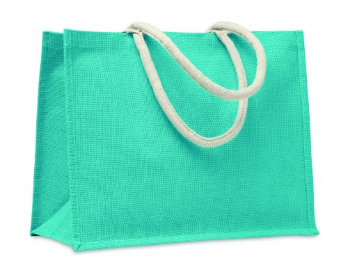 AURA Juta táska pamut fülekkel, türkiz