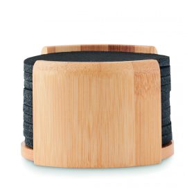 BAHIA RPET alátétek bambusz tartóban, fa