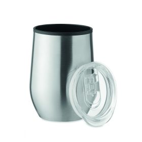 CHIN CHAN Duplafalú úti pohár 350 ml, fakó ezüst