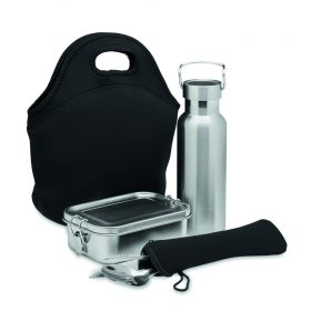 ILY Rozsdamentes acél ebédkészlet, fekete