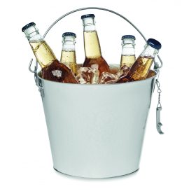 BUCKY Fém sörös vödör 4 l, fakó ezüst