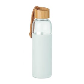 CHAI Üveg palack szilikon tok,500ml, fehér