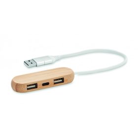 VINA C 3 portos bambusz USB elosztó, fa
