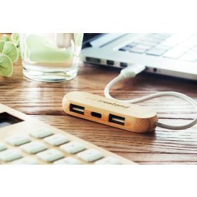 VINA C 3 portos bambusz USB elosztó, fa