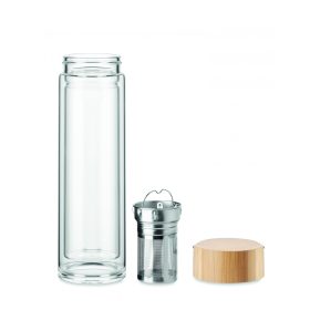 BATAMI Duplafalú üveg palack 400 ml, fa