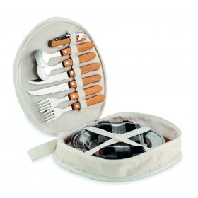 HUDSON 2 személyes piknik evőeszköz, fa