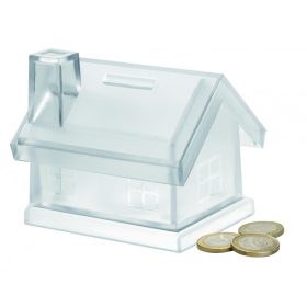 MYBANK Műanyag, házikó alakú persely, fa