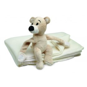 MANTA Polár takaró macival, fehér