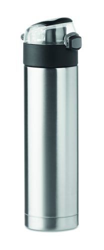 NUUK LUX Biztonsági záras palack 400 ml, fakó ezüst