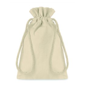 TASKE SMALL Kis pamut zsinórós tasak, bézs