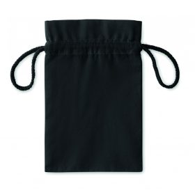 TASKE SMALL Kis pamut zsinórós tasak, fekete
