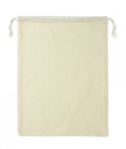 VEGGIE Hálós pamut bevásárlózsák, bézs